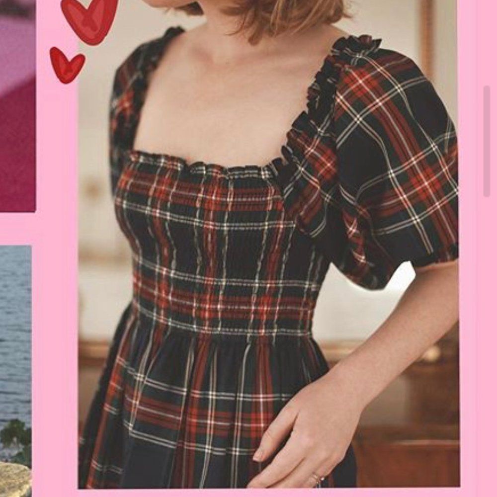 NWT Hill House Home Navy Tartan Athena Nap Dress